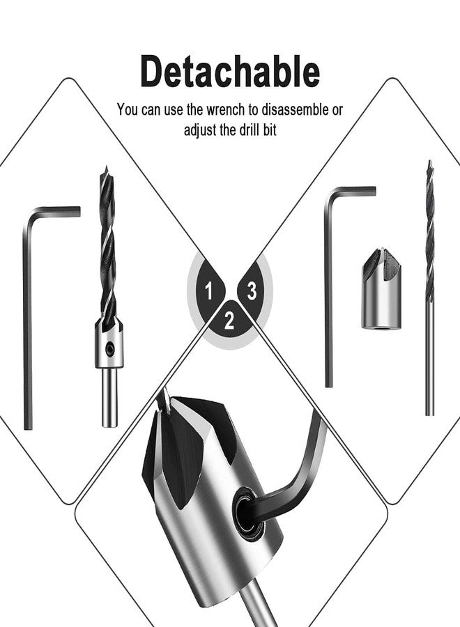KP2® Drill Bit Set With Countersink Attachment Special Wooden Chamfer Tool For Drilling Screw With Head Counter On Wood Set, Brad Point Woodworking Hss Drill Bit (Pack Of 4) - Image 4